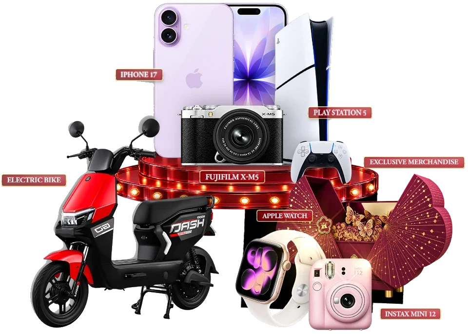 iPhone 17, Apple Watch, PlayStation 5, Fujifilm X-M5, Instax Mini 12, exclusive merchandise, dan electric bike